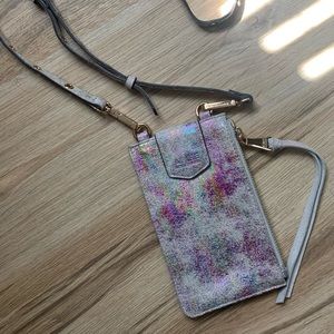 New Aimee Kestenberg Out of Office Sunrise Metallic Leather Phone Crossbody Bag